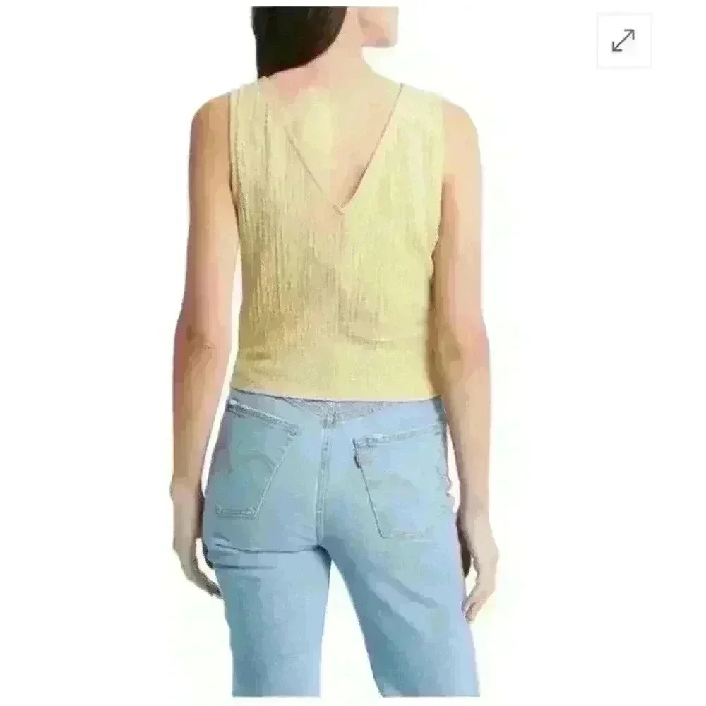 Madewell Rue Top - Geo Stretch Jacquard V Neck Tank in Pale Lichen NWT - Picture 2 of 7